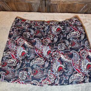 Charter Club Paint Shop Paisley Skort Womens 18 Blue Red Golf Casual Shorts